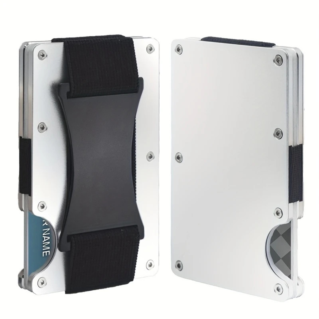 Tarjetero Metálico y Elástico para Billetes con Función de Bloqueo RFID