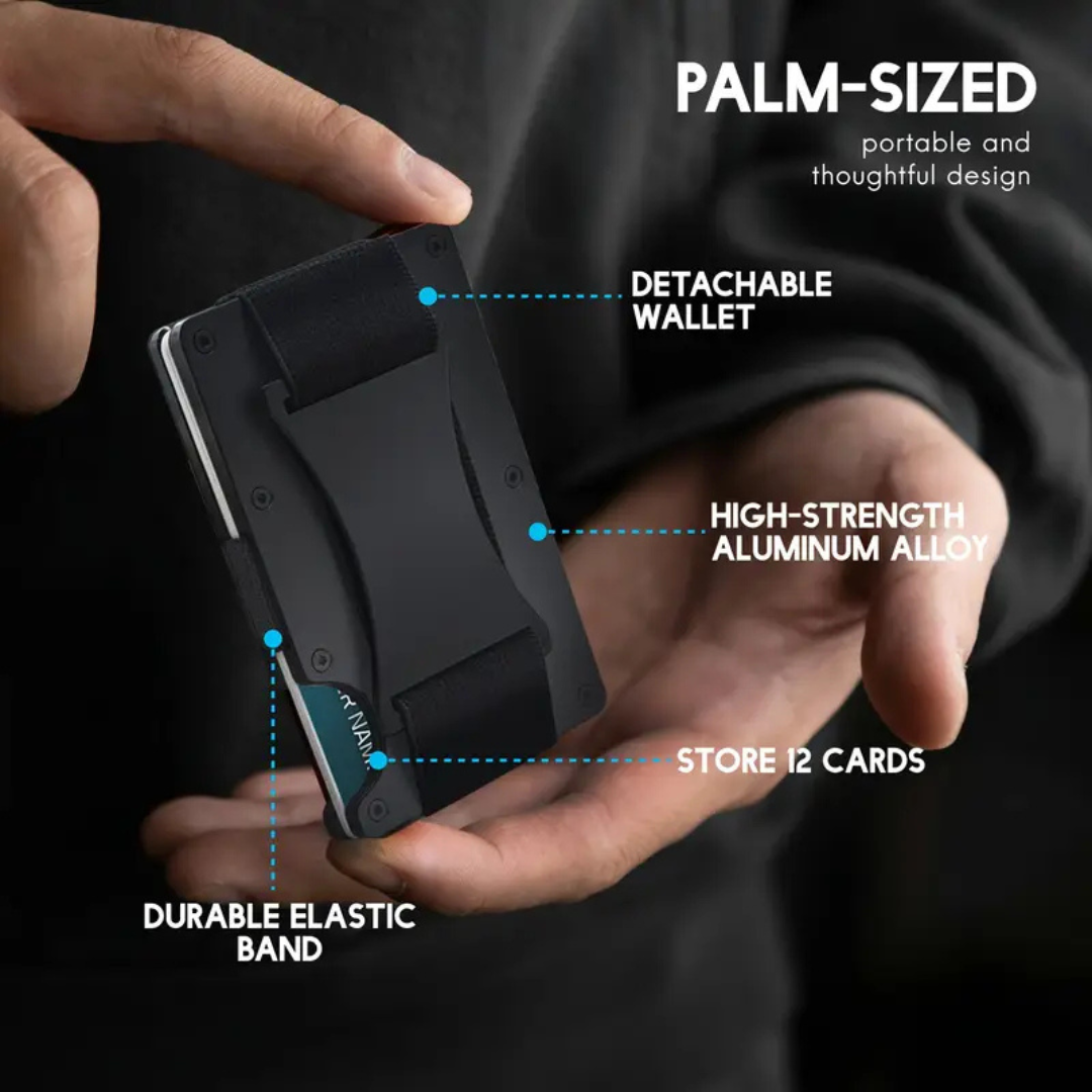 Tarjetero Metálico y Elástico para Billetes con Función de Bloqueo RFID