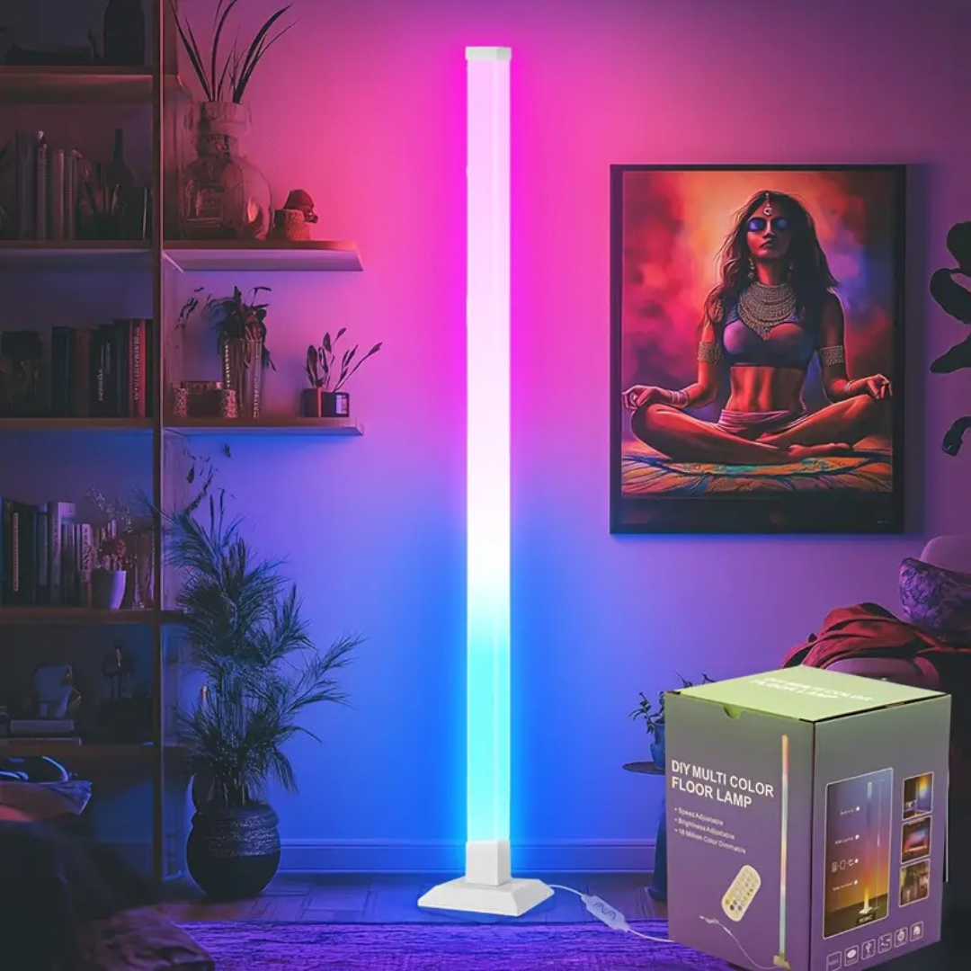 Lámpara de Pie LED Multicolor RGB con Control Base Cuadrada