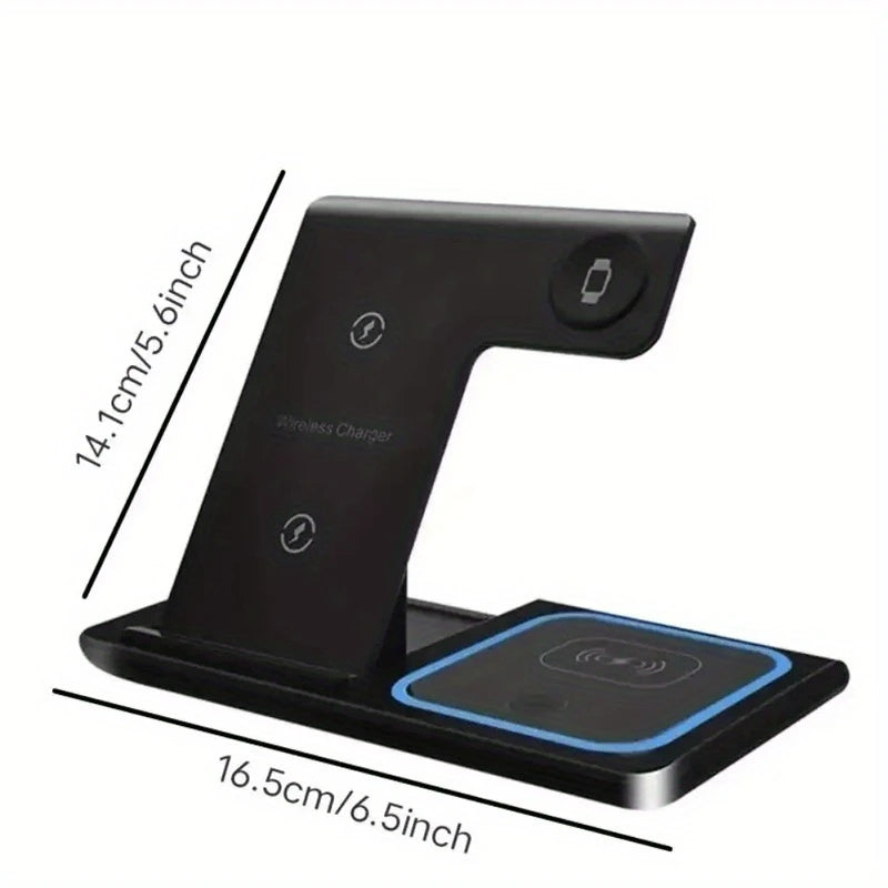 Cargador Inalámbrico 3 en 1 con luz LED