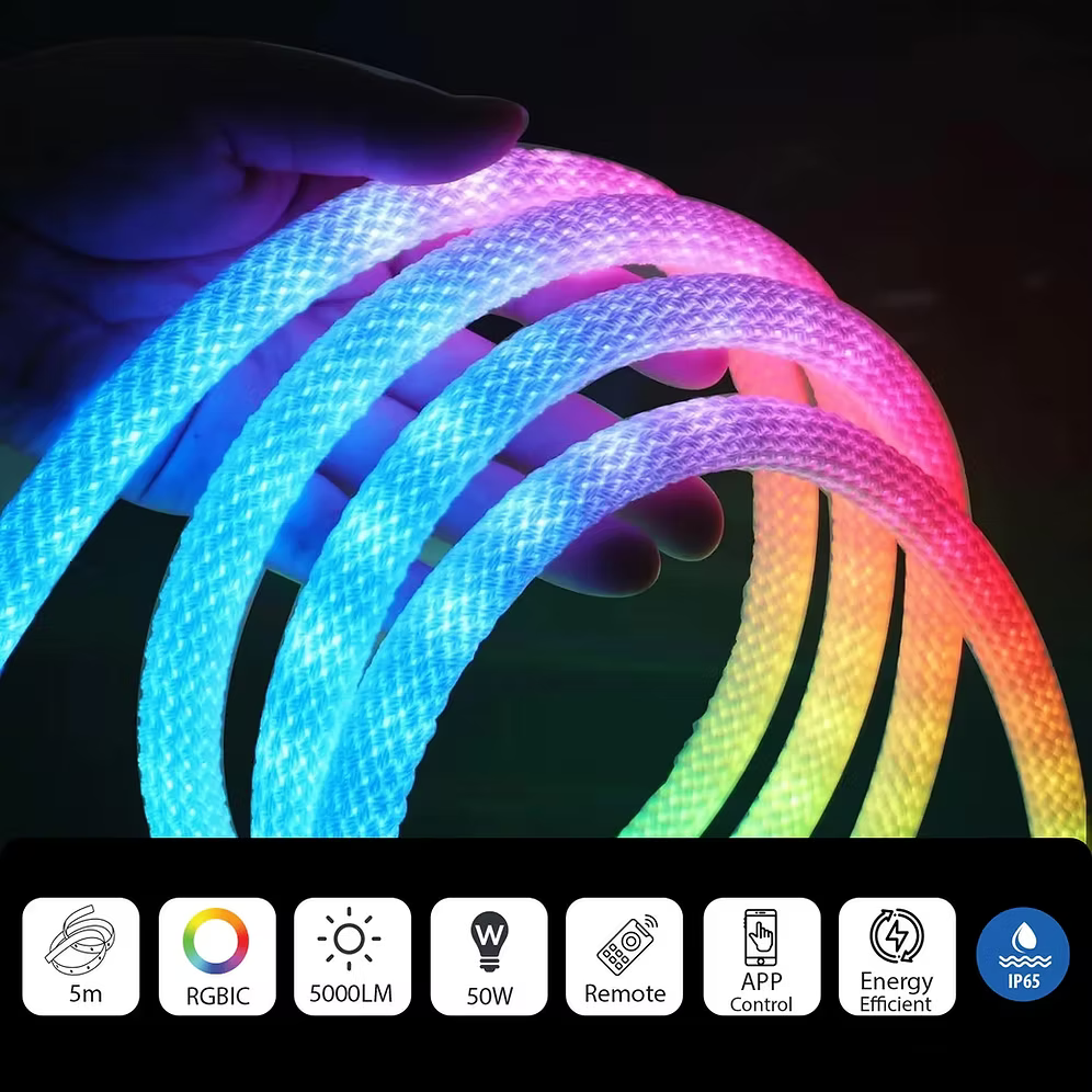 Tira de luces LED trenzadas NeonTwist RGBIC de 5 metros