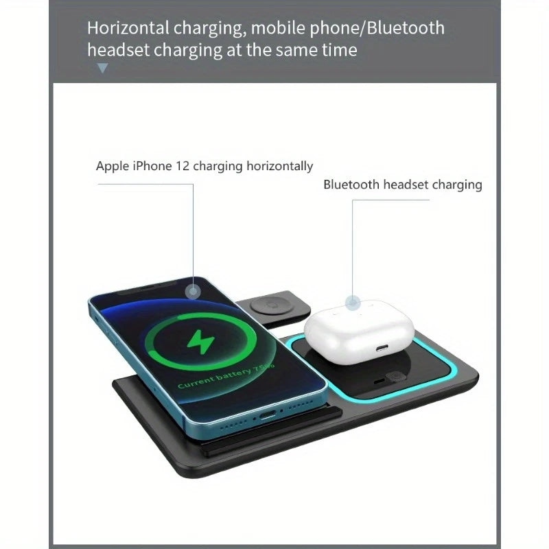 Cargador Inalámbrico 3 en 1 con luz LED